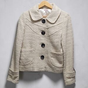 Sz Medium Sashimi Anthropologie Coat  Textured Wool Blend Textured Waist Length